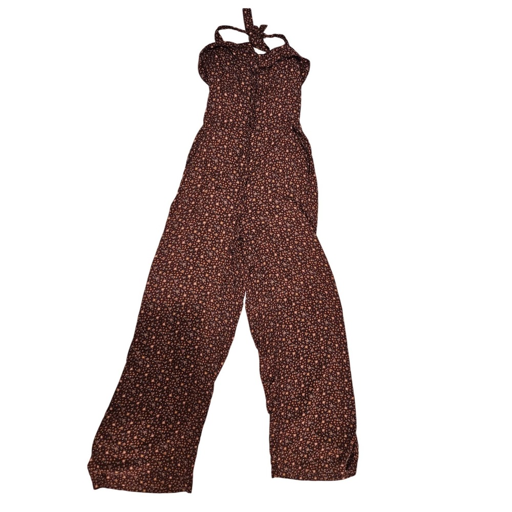 Aeropostale Y2K Floral Ruffle Square Neck Wide Leg Jumpsuit Women Size S - Picture 5 of 7